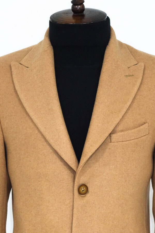 WSS Wide Lapel Wool Cream Men Coat  - Tamiami