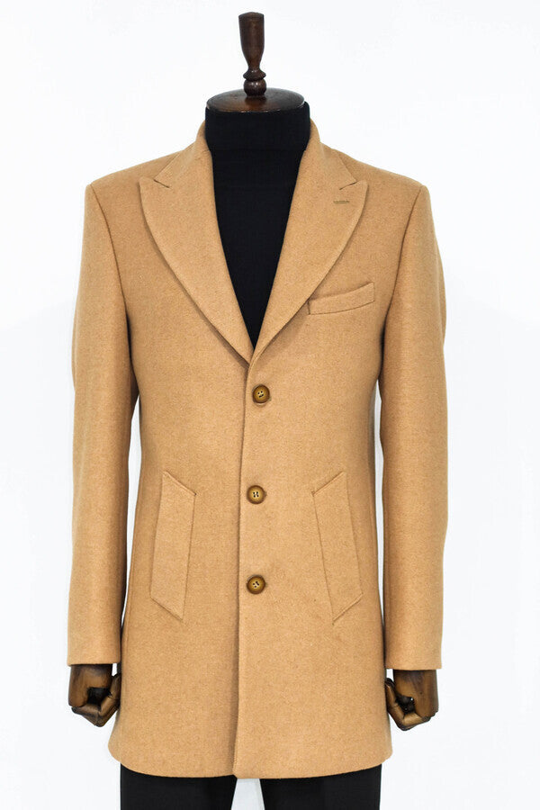 WSS Wide Lapel Wool Cream Men Coat  - Tamiami