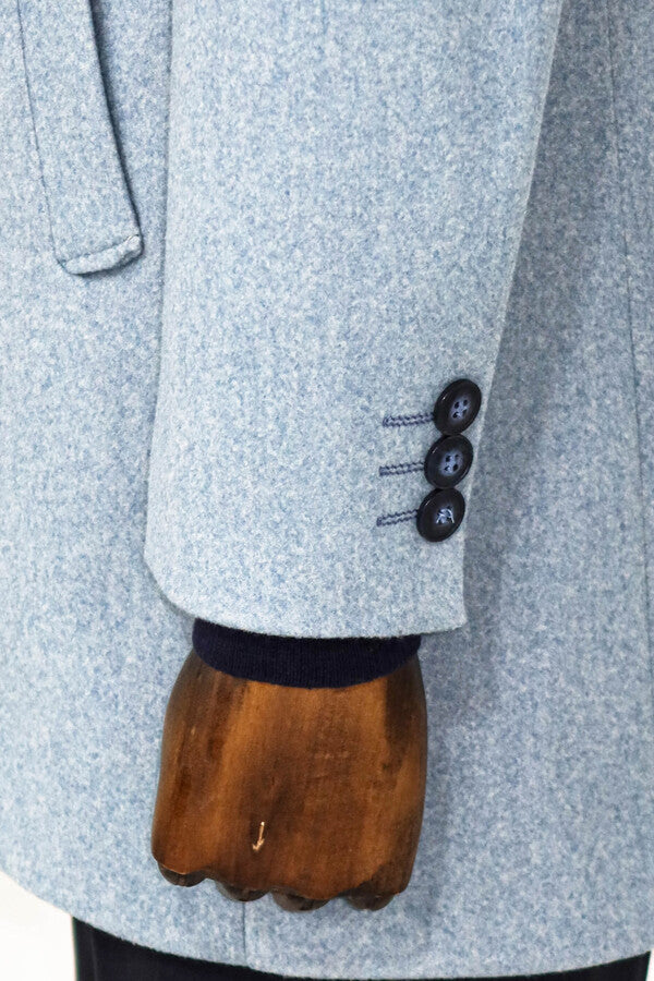 WSS Wide Lapel Wool Light Blue Men Coat  - Zaanstad