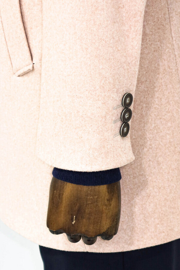 WSS Wide Lapel Wool Light Pink Men Coat  - Denton