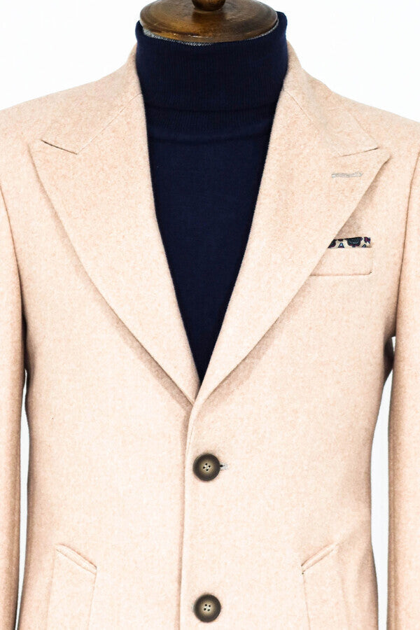 WSS Wide Lapel Wool Light Pink Men Coat  - Denton