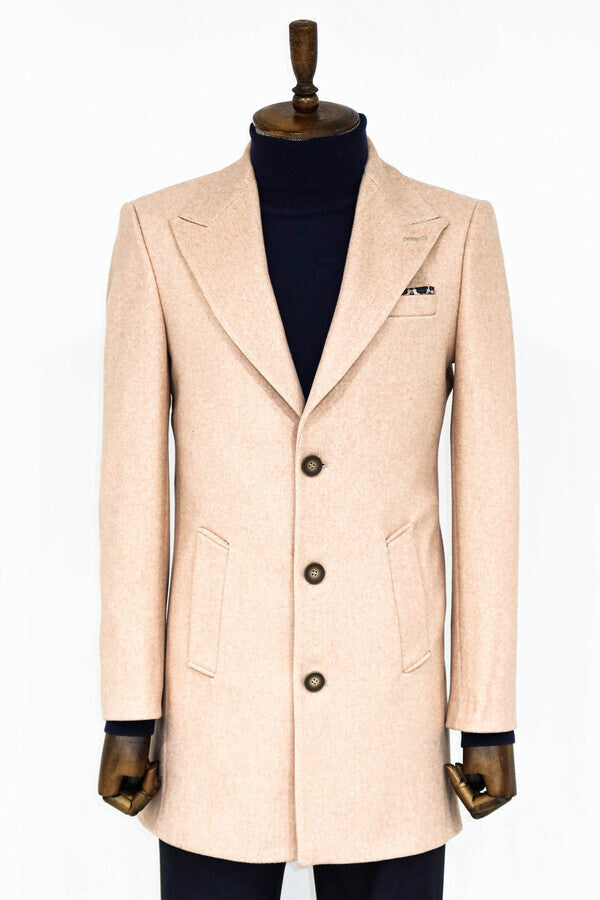 WSS Wide Lapel Wool Light Pink Men Coat  - Denton