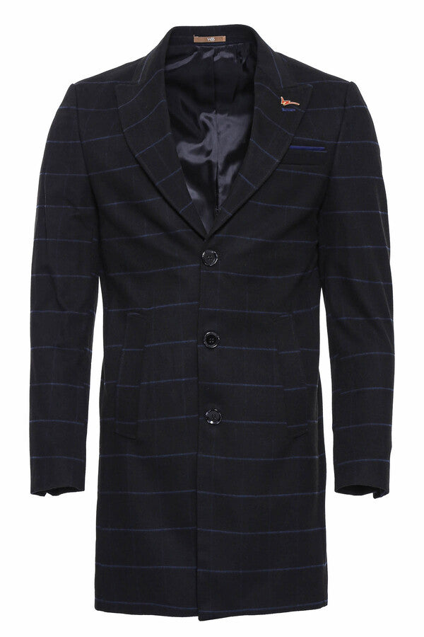 WSS Wide Pointed Collar Black Men Coat  - Juárez