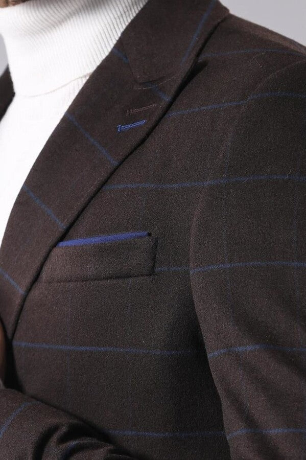 WSS Wide Pointed Collar Brown Men Coat  - Downey