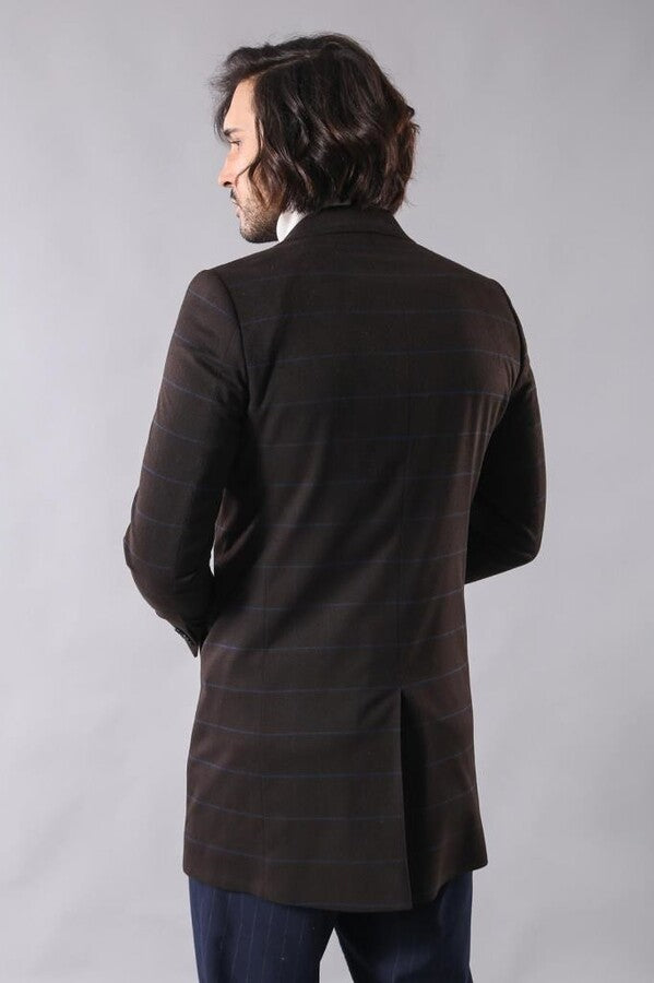 WSS Wide Pointed Collar Brown Men Coat  - Downey