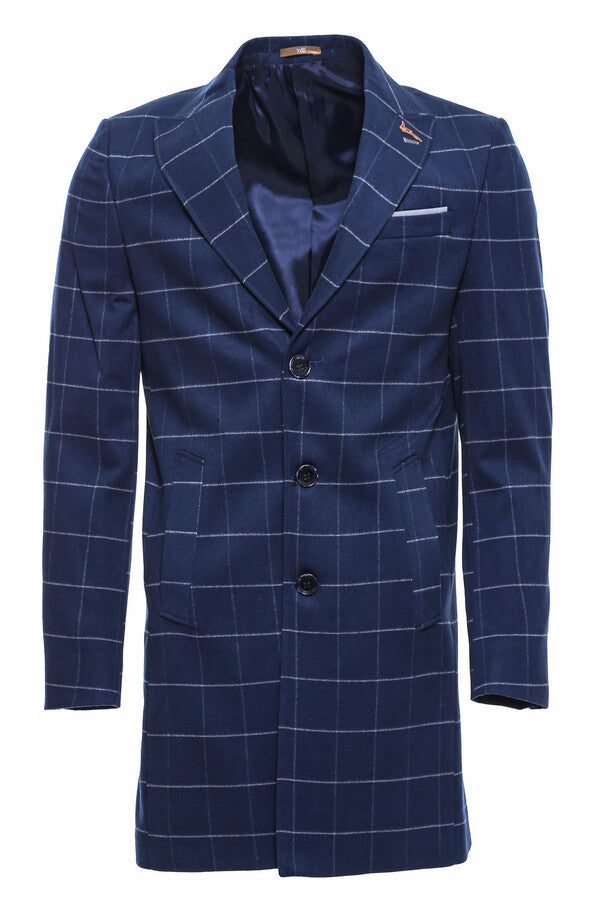 WSS Wide Pointed Collar Indigo Men Coat  - Philadelphia