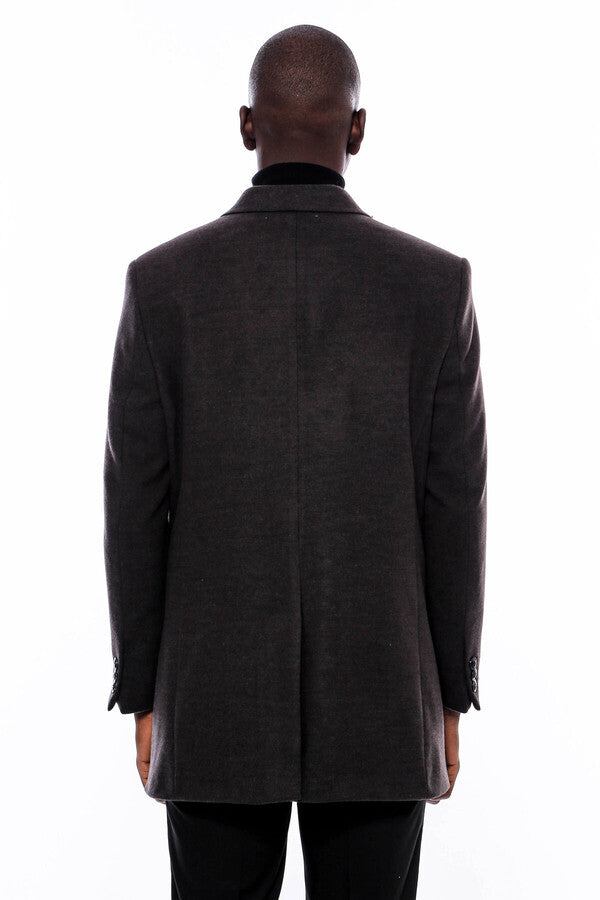 WSS Wide Pointed Collar Smoked Over Knee Men Coat  - Bartlett
