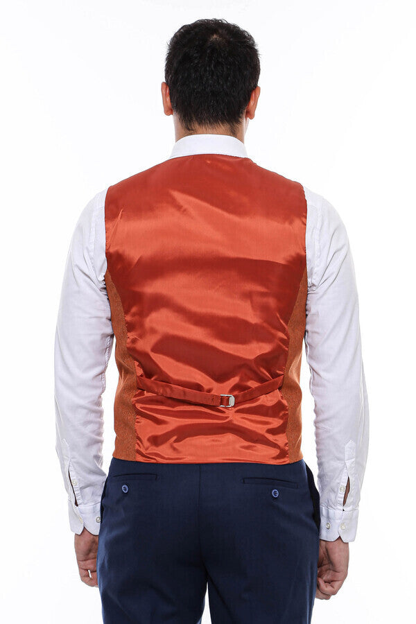 WSS V Neck Plain Men's Orange Vest  - Lodi