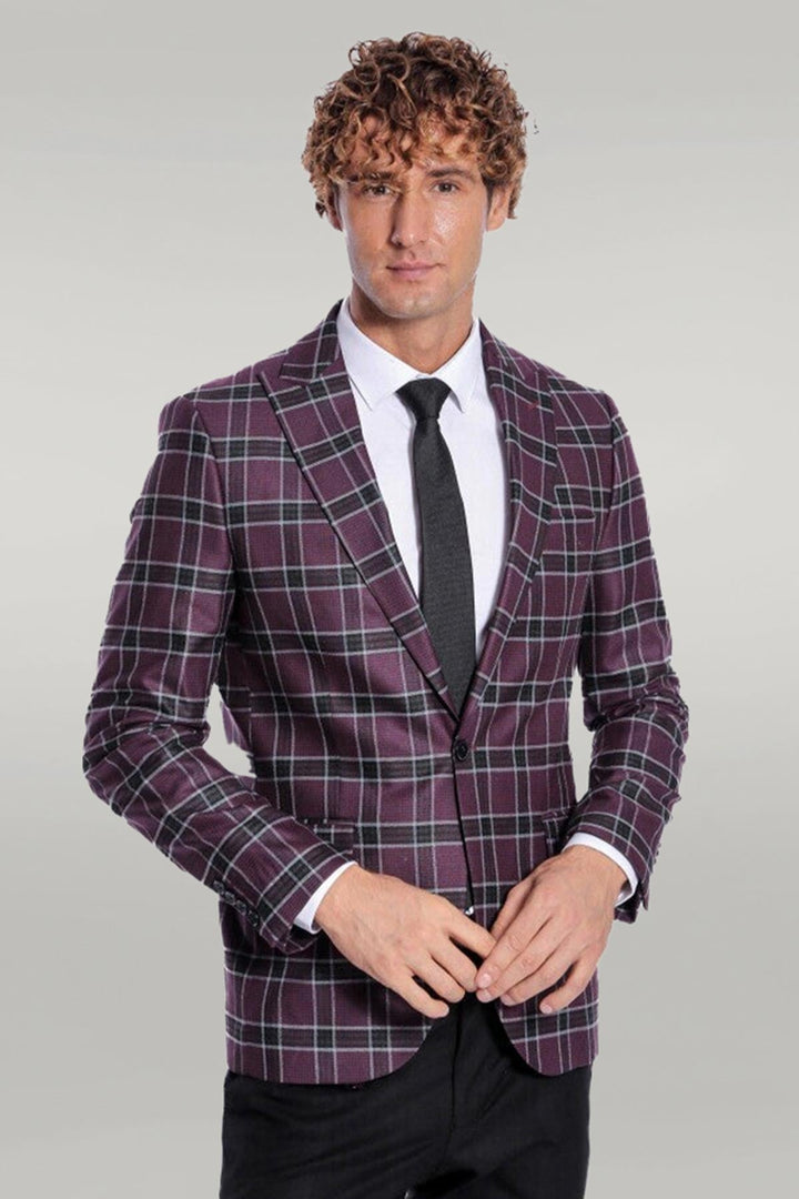WSS Slim Fit Peak Lapel Purple Men Blazer  - Pirmasens