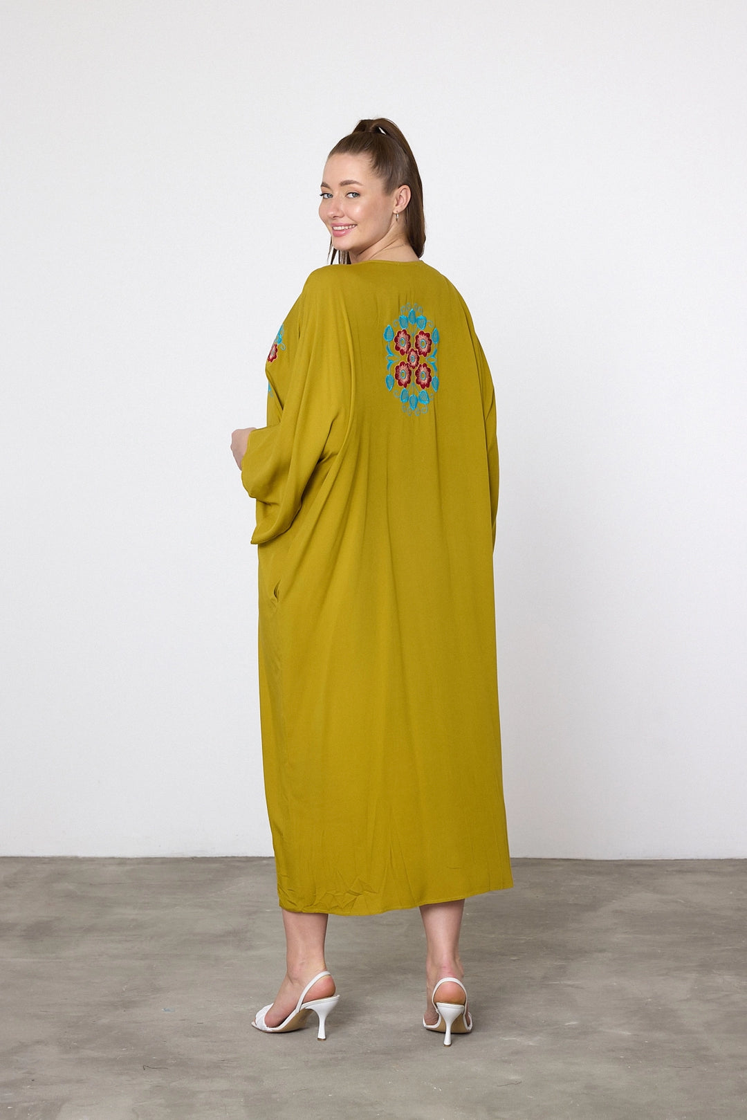 Maxi Boy Oil Green Embroidered Woven Viscose Dress BCVL-25V038 - Béziers