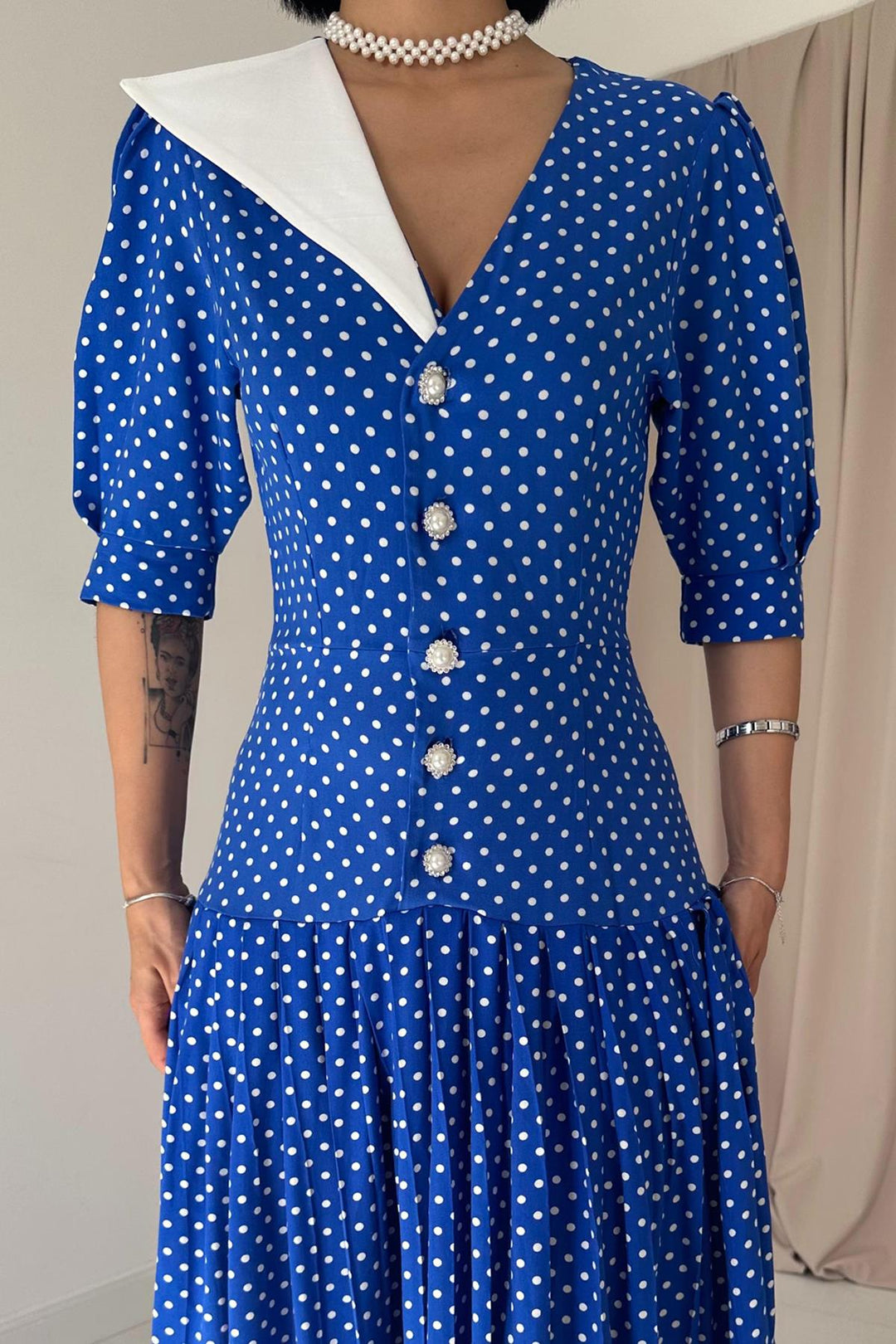 ELS Neck Detailed Dress - Saks - Lugo