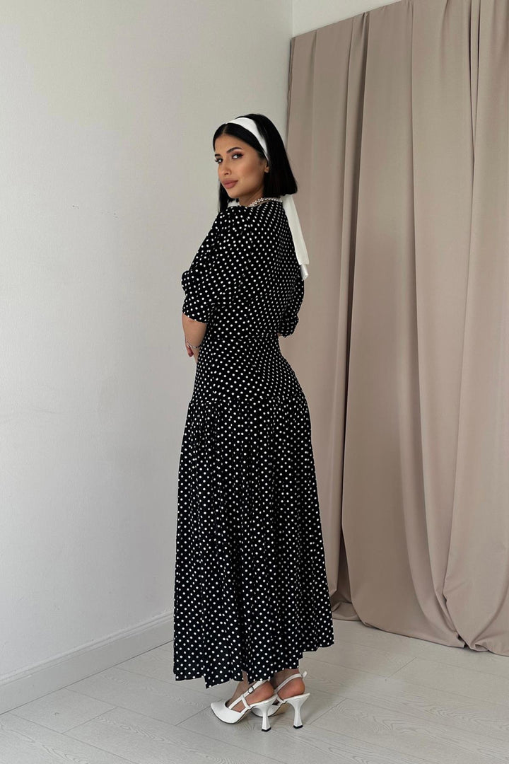ELS Neck Detailed Dress - Black - Elda
