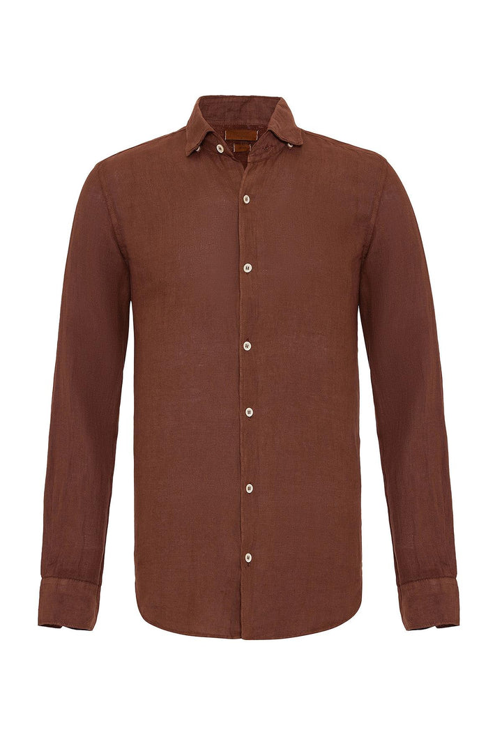 ANT Collar Button Detailed 100% Linen Men's Shirt - Imola