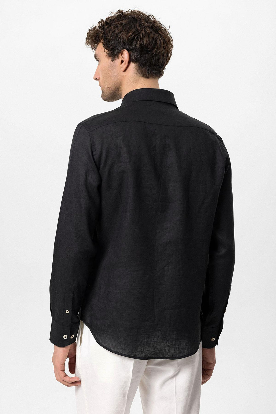 ANT Collar Button Detailed 100% Linen Men's Shirt - Augsburg