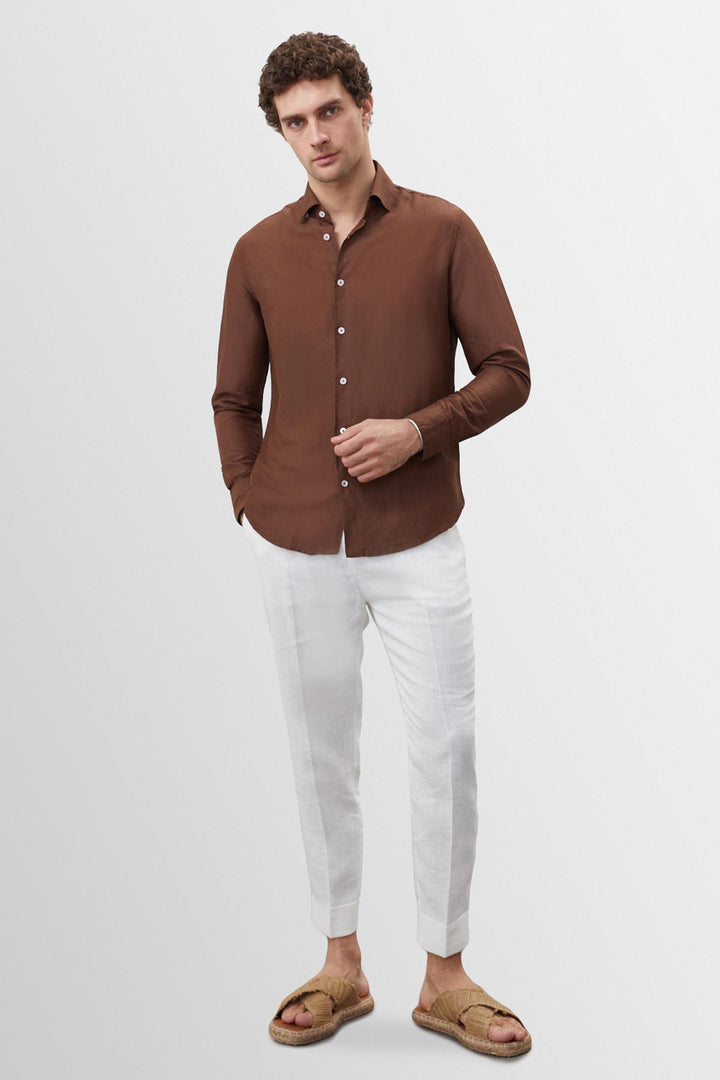 ANT Collar Button Detailed 100% Linen Men's Shirt - Imola