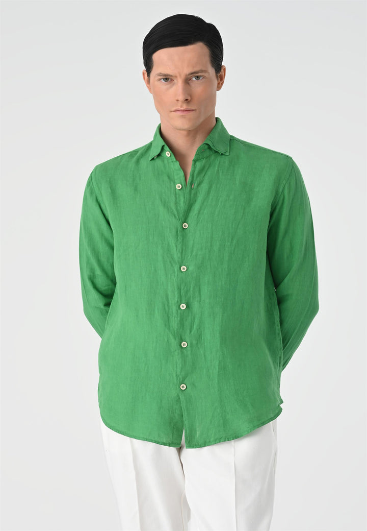 ANT Collar Button Detailed 100% Linen Men's Shirt - Arlington