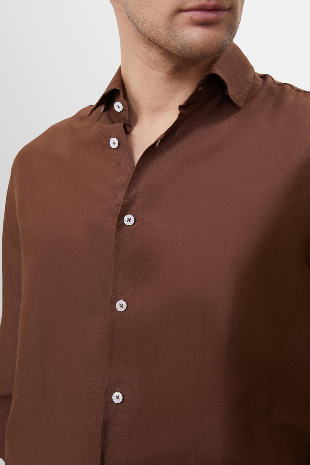 ANT Collar Button Detailed 100% Linen Men's Shirt - Imola