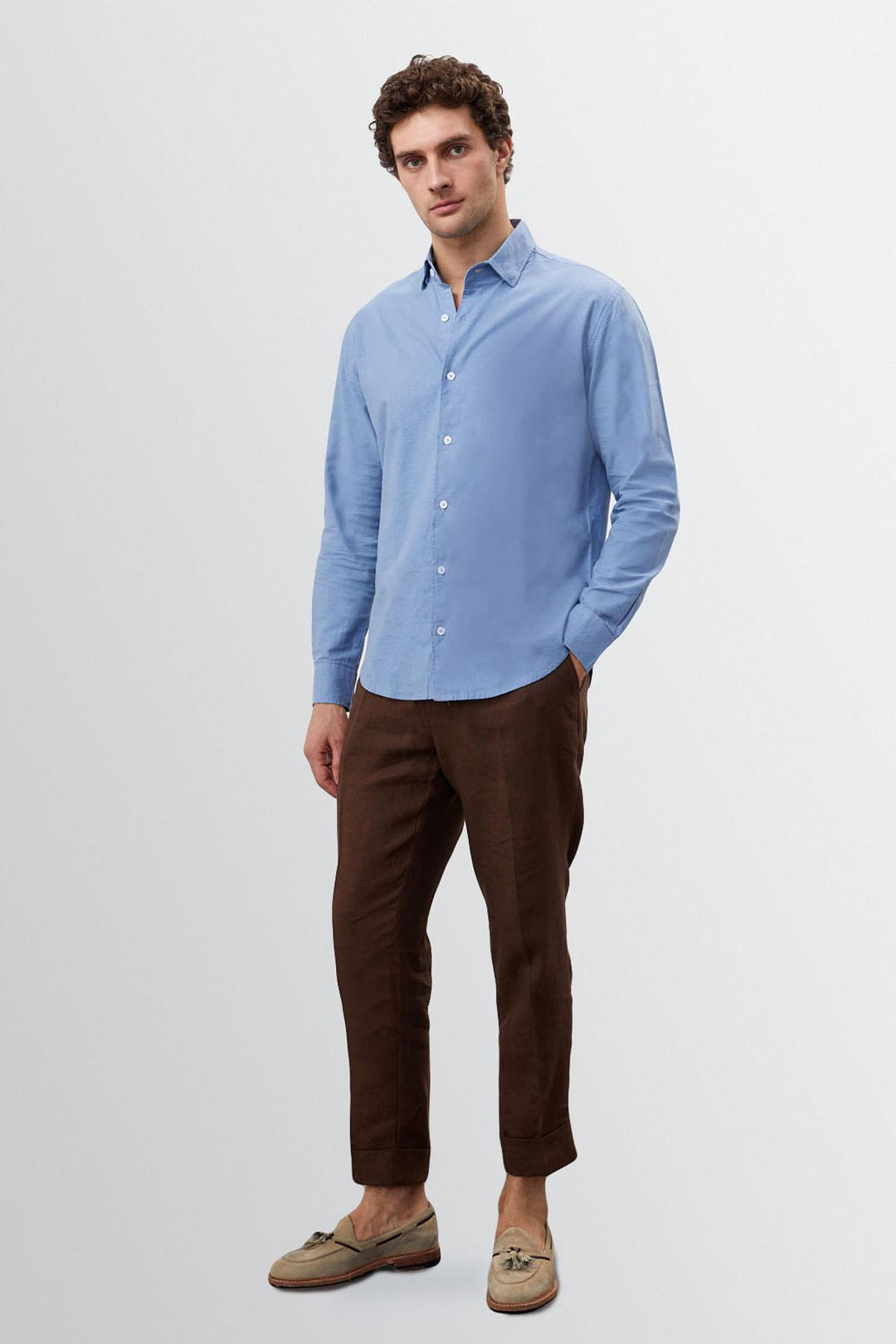 ANT Collar Button Detailed 100% Linen Men's Shirt - Great Yarmouth