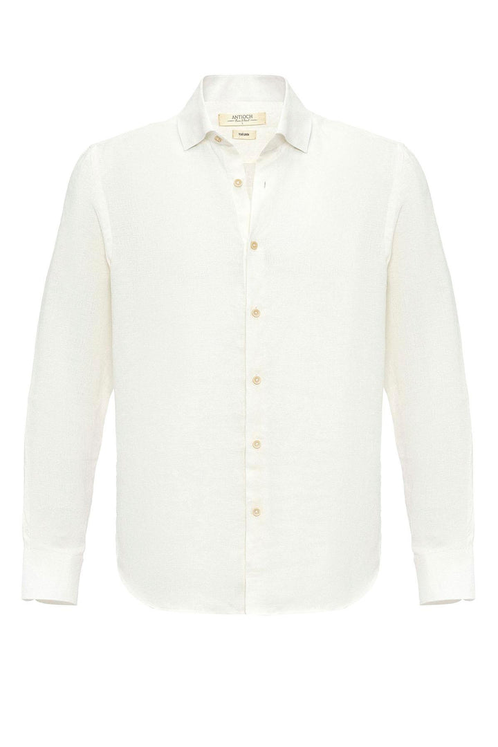 ANT Collar Button Detailed 100% Linen Men's Shirt - Bridgeport
