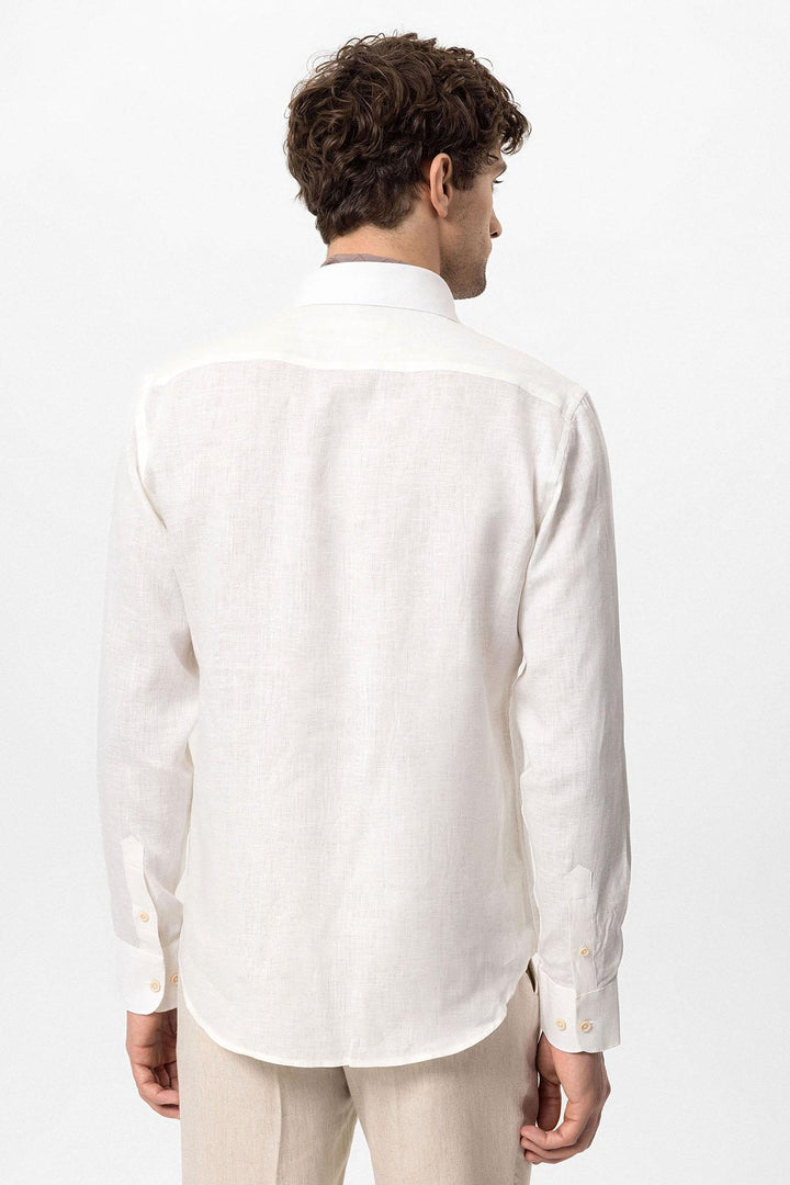 ANT Collar Button Detailed 100% Linen Men's Shirt - Bridgeport