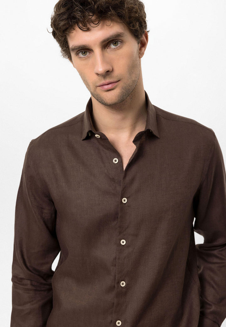ANT Collar Button Detailed 100% Linen Men's Shirt - Ocoyoacac