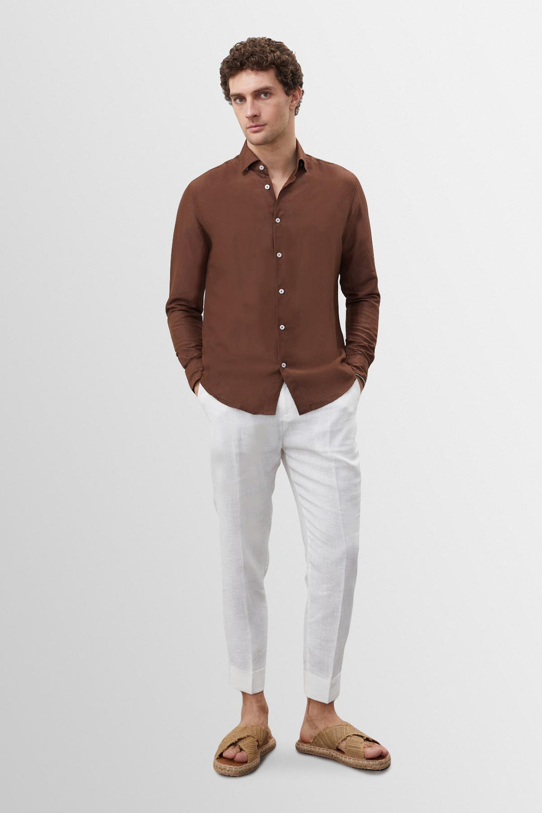 ANT Collar Button Detailed 100% Linen Men's Shirt - Imola
