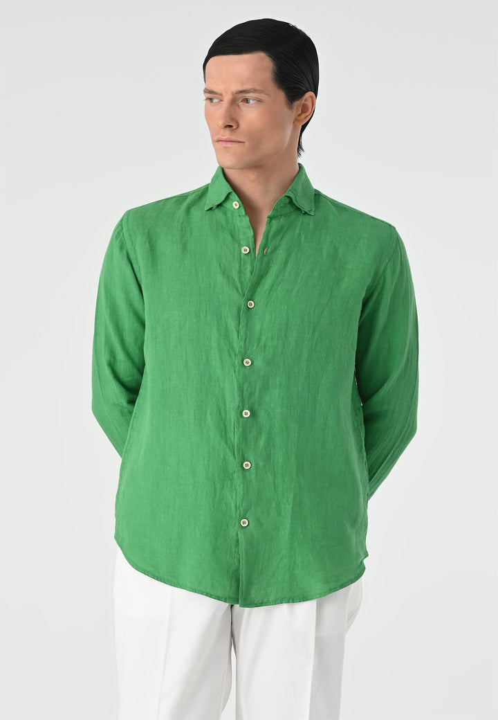 ANT Collar Button Detailed 100% Linen Men's Shirt - Arlington