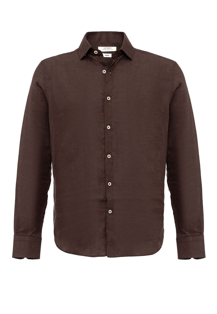 ANT Collar Button Detailed 100% Linen Men's Shirt - Ocoyoacac