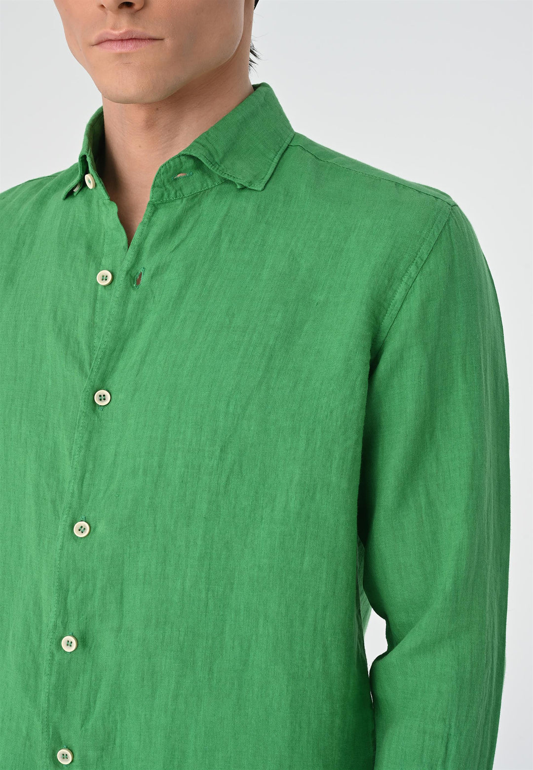 ANT Collar Button Detailed 100% Linen Men's Shirt - Arlington