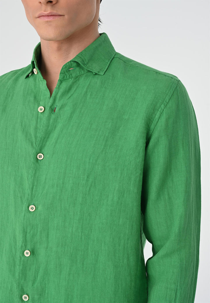 ANT Collar Button Detailed 100% Linen Men's Shirt - Arlington