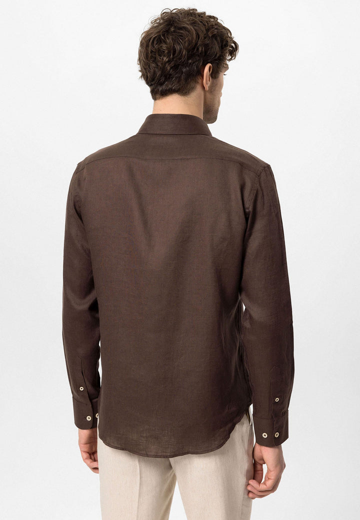 ANT Collar Button Detailed 100% Linen Men's Shirt - Ocoyoacac