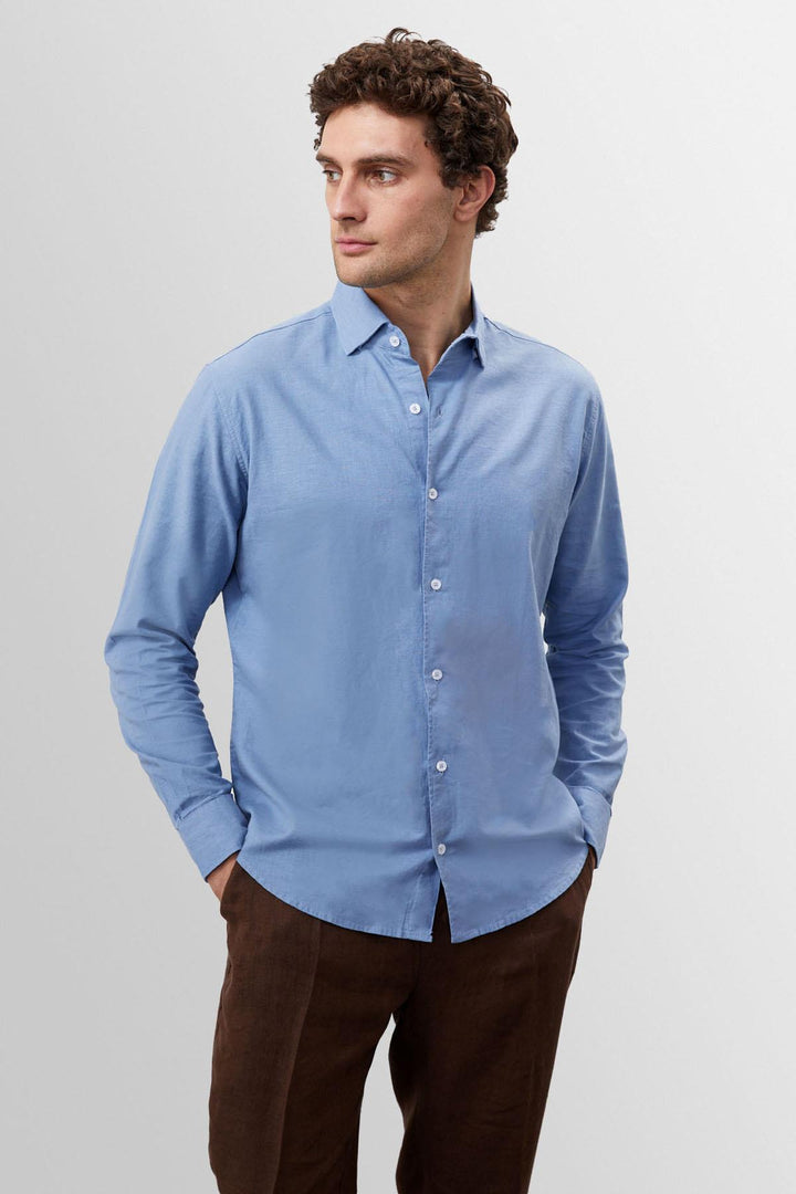 ANT Collar Button Detailed 100% Linen Men's Shirt - Great Yarmouth