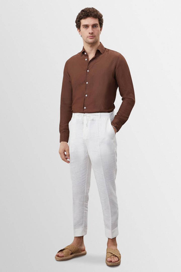 ANT Collar Button Detailed 100% Linen Men's Shirt - Imola