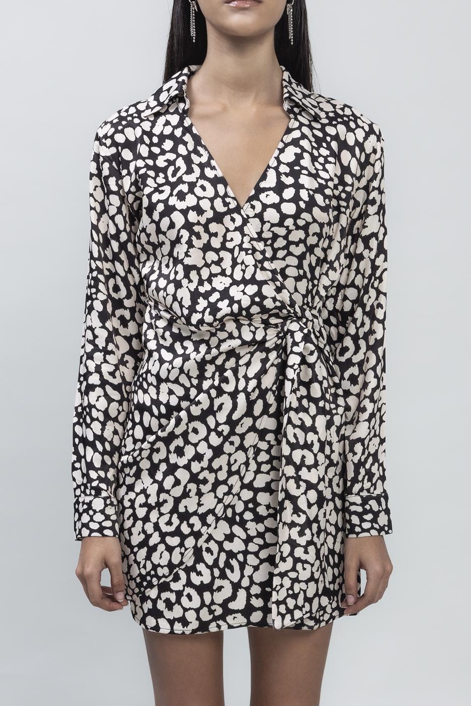 BSL Women Collared Printed Mini Satin Dress - Romeoville
