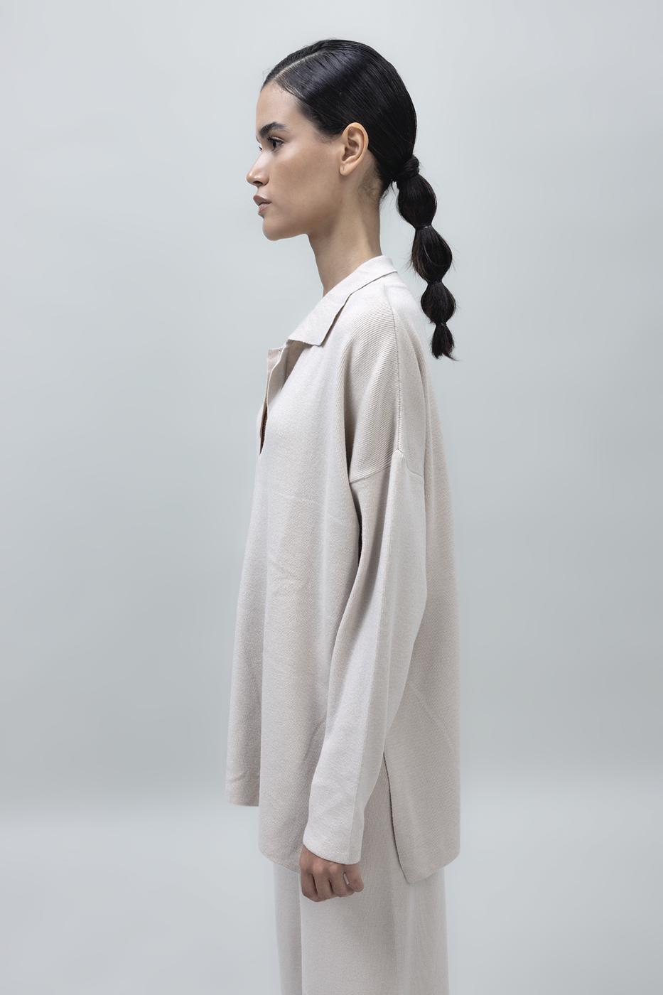 BSL Women Shirt Collar Oversize Knit Pullover - Simi Valley