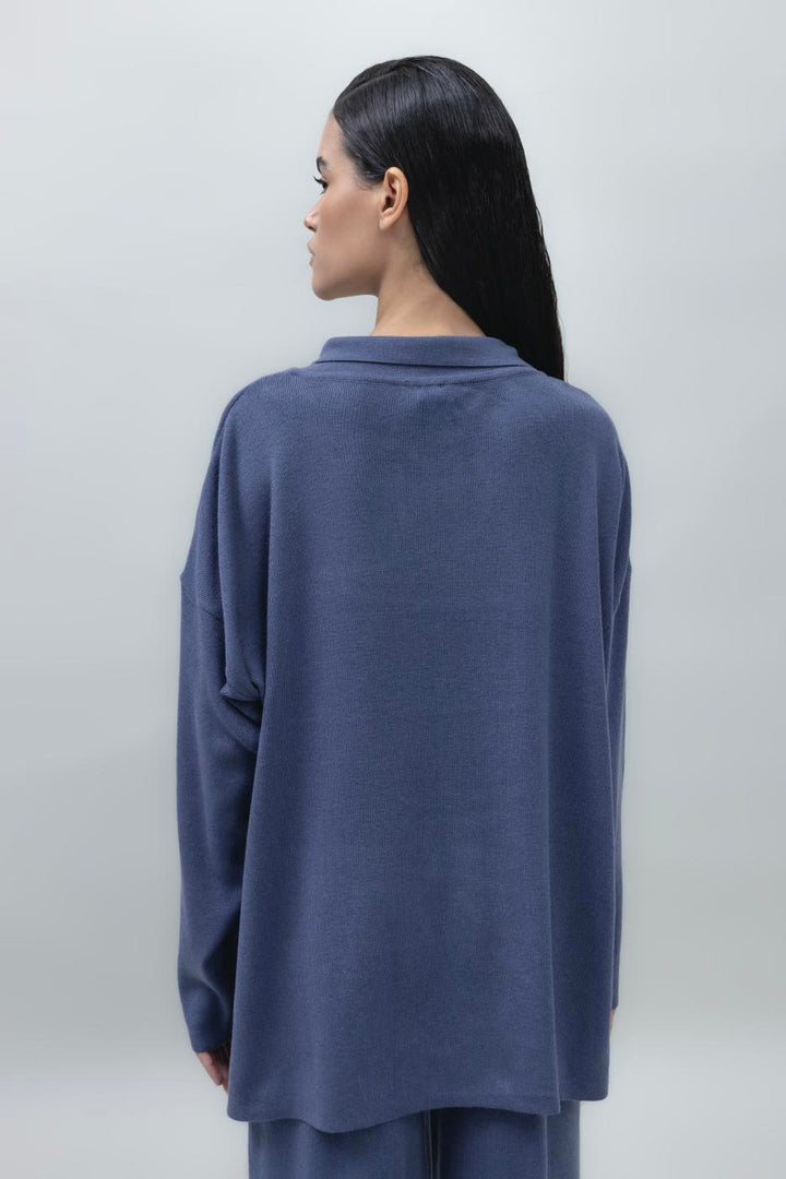 BSL Women Shirt Collar Oversize Knit Pullover - Mirabel