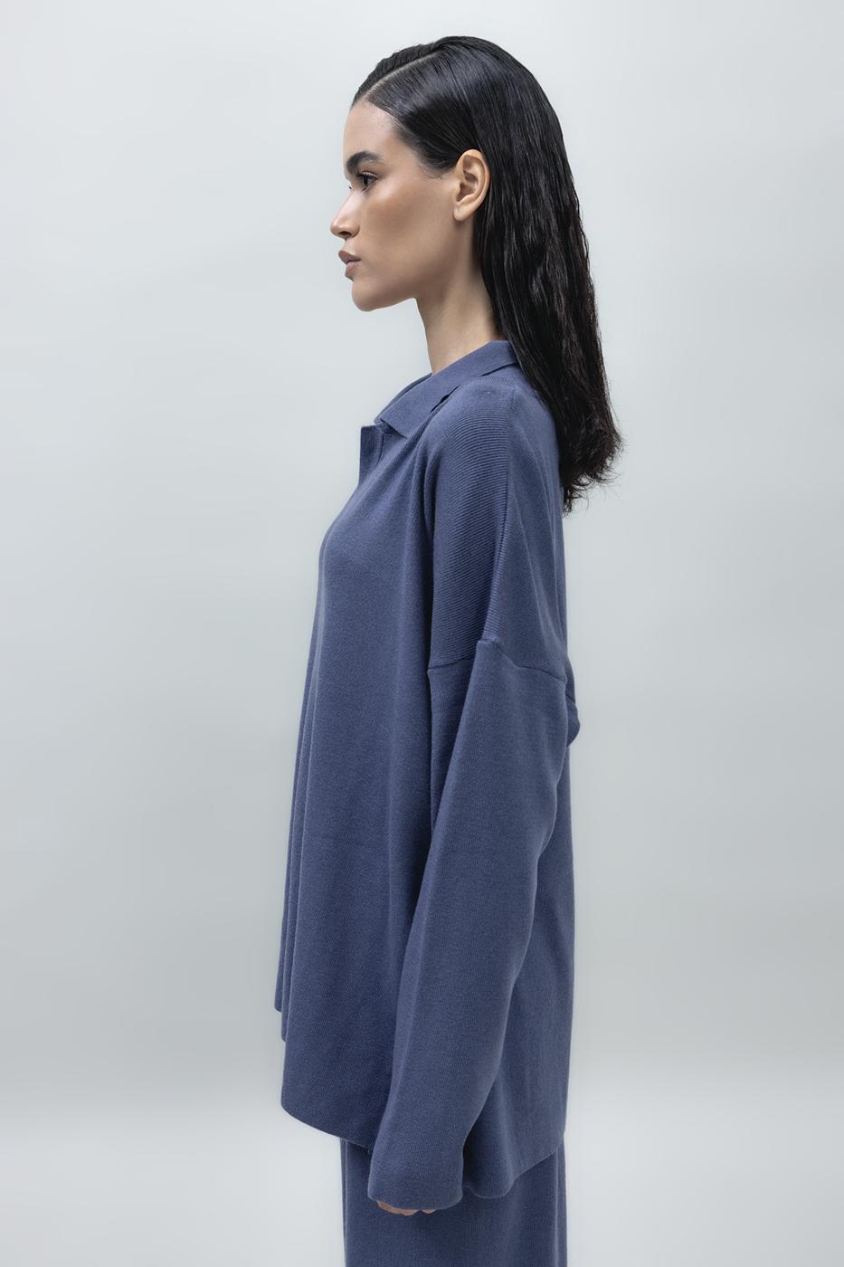 BSL Women Shirt Collar Oversize Knit Pullover - Mirabel