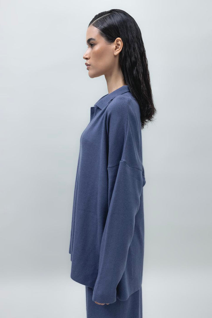 BSL Women Shirt Collar Oversize Knit Pullover - Mirabel