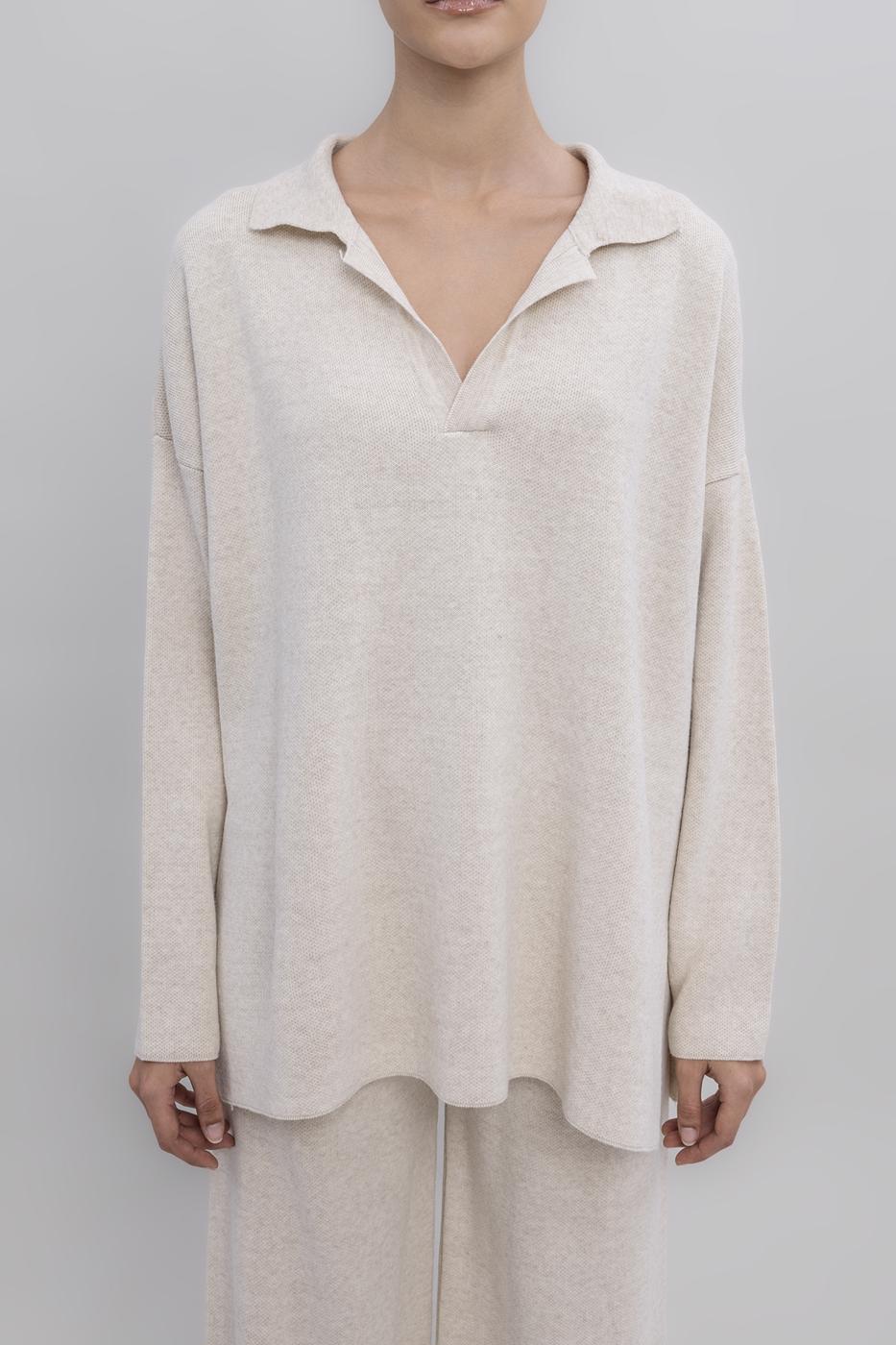 BSL Women Shirt Collar Oversized Knit Pullover - Bilbao
