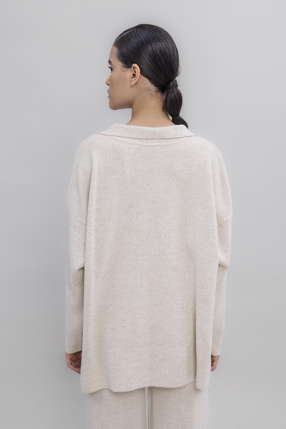 BSL Women Shirt Collar Oversized Knit Pullover - Bilbao