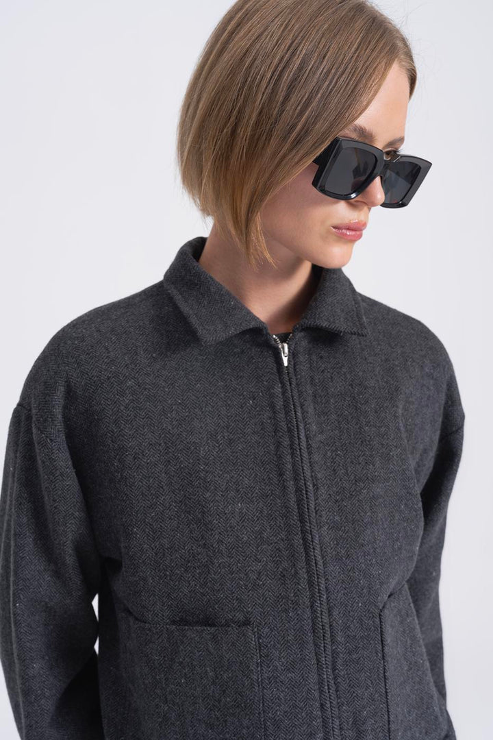 BSL Women Woolen Coat with Patch Pockets - East Gwillimbury