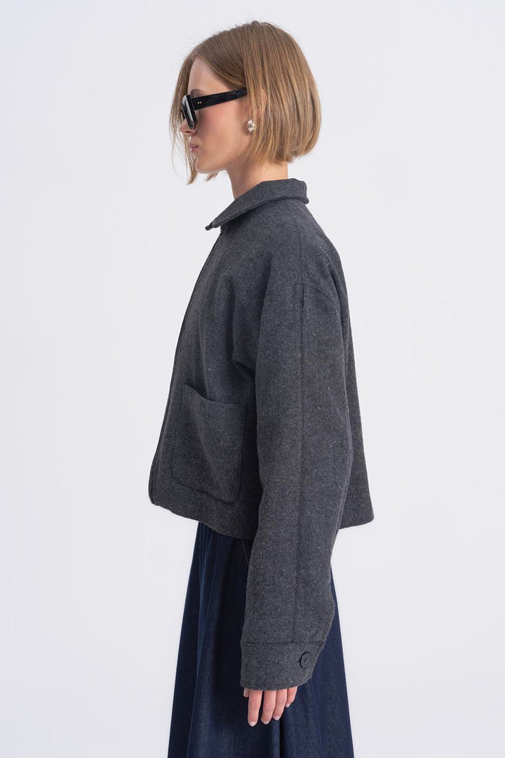 BSL Women Woolen Coat with Patch Pockets - East Gwillimbury