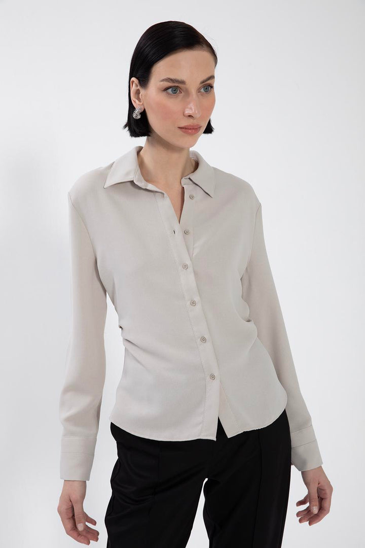 BSL Women Crepe Shirt with Side Ruffle Detail - Calpulalpan