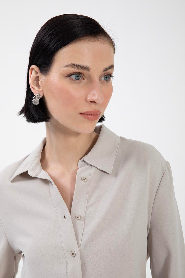 BSL Women Crepe Shirt with Side Ruffle Detail - Calpulalpan