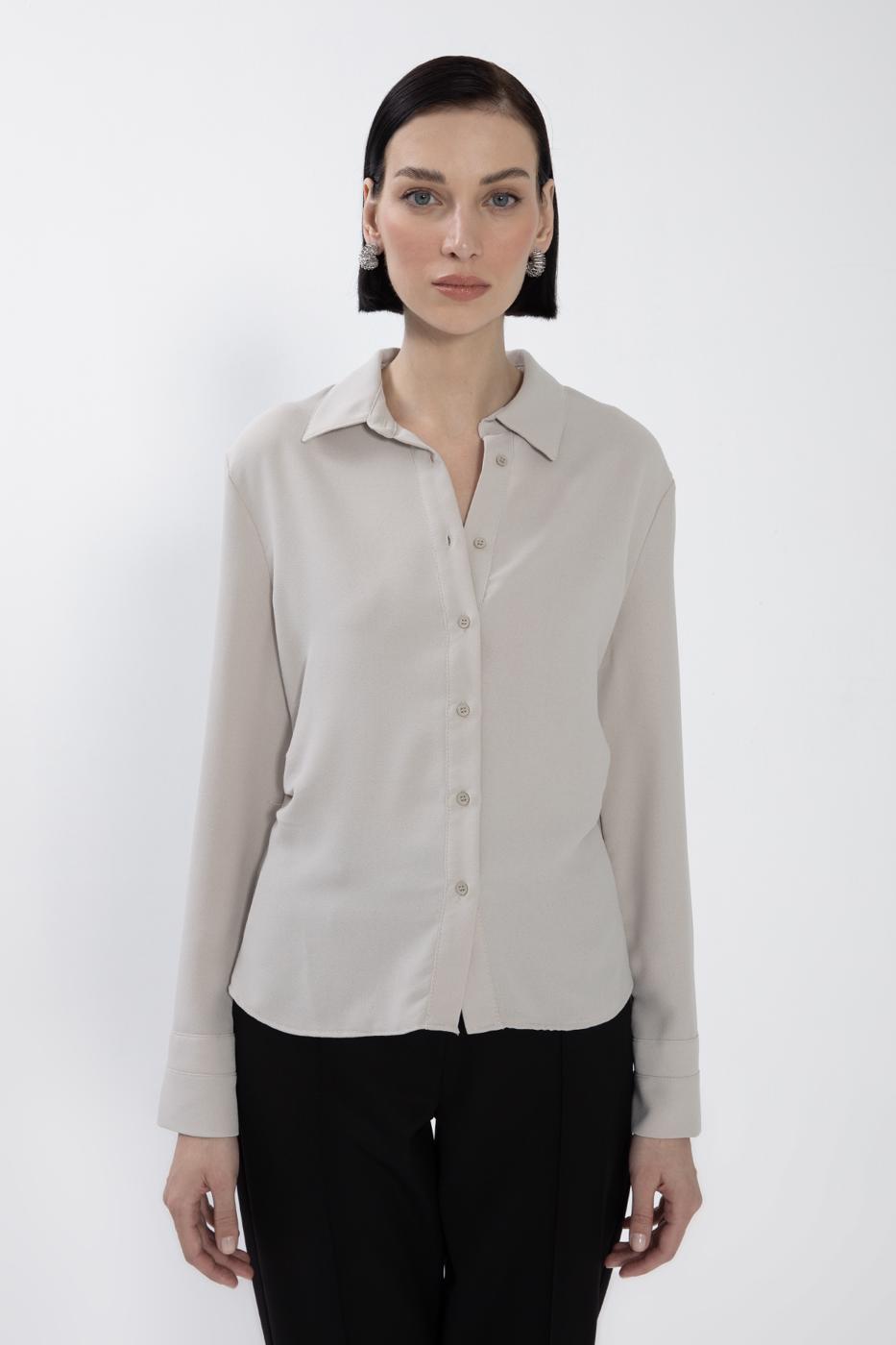 BSL Women Crepe Shirt with Side Ruffle Detail - Calpulalpan