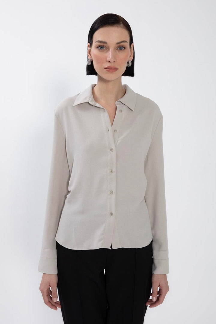 BSL Women Crepe Shirt with Side Ruffle Detail - Calpulalpan