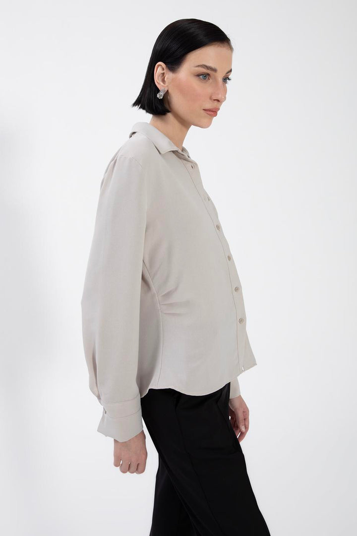 BSL Women Crepe Shirt with Side Ruffle Detail - Calpulalpan