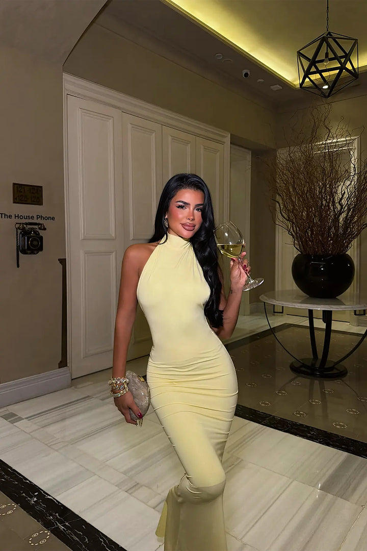 EYY Women Yellow Basic Long Dress - Tlaquepaque