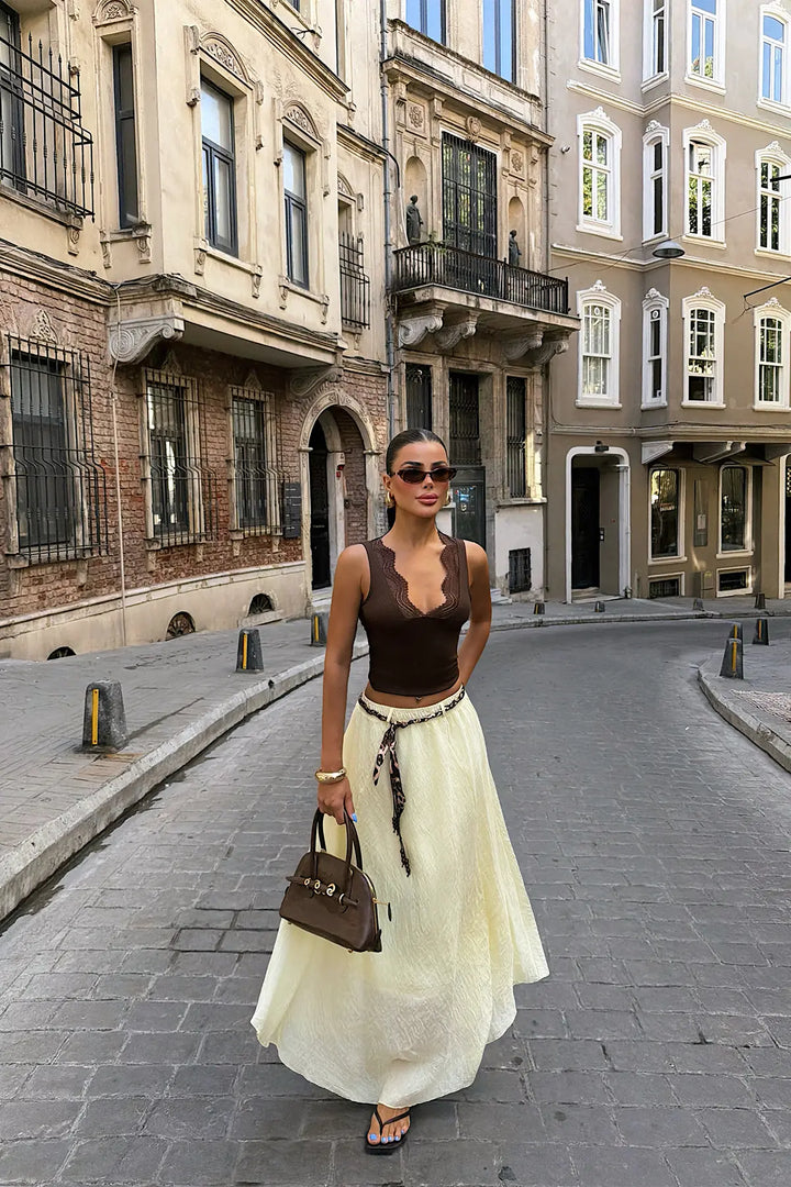 EYY Women Yellow Belt Detail Skirt - Bournemouth