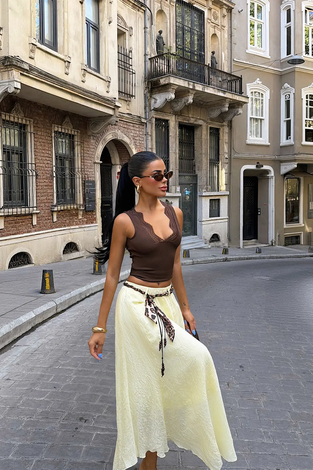 EYY Women Yellow Belt Detail Skirt - Bournemouth